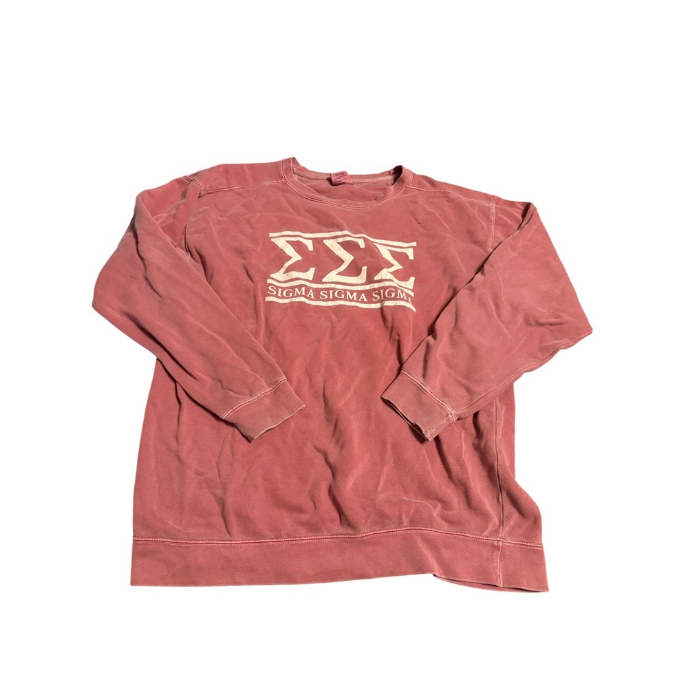 Comfort Colors Sigma Sigma Sigma Sorority Sweatshirt Faded Red XL Tri Sigma